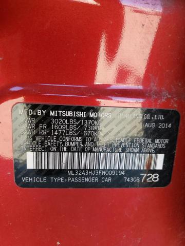 2015 MITSUBISHI MIRAGE DE - ML32A3HJ3FH009194