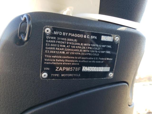 2010 PIAGGIO MOTORCYCLE ZAPM578FXA4000102