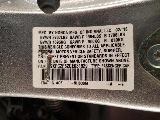 2016 HONDA CIVIC LX - 19XFC2F52GE031929