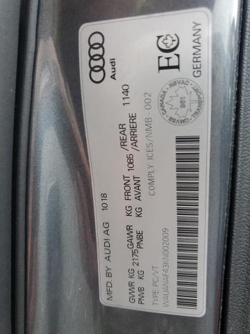 2019 AUDI A4 KOMFORT - WAUANAF43KN002009
