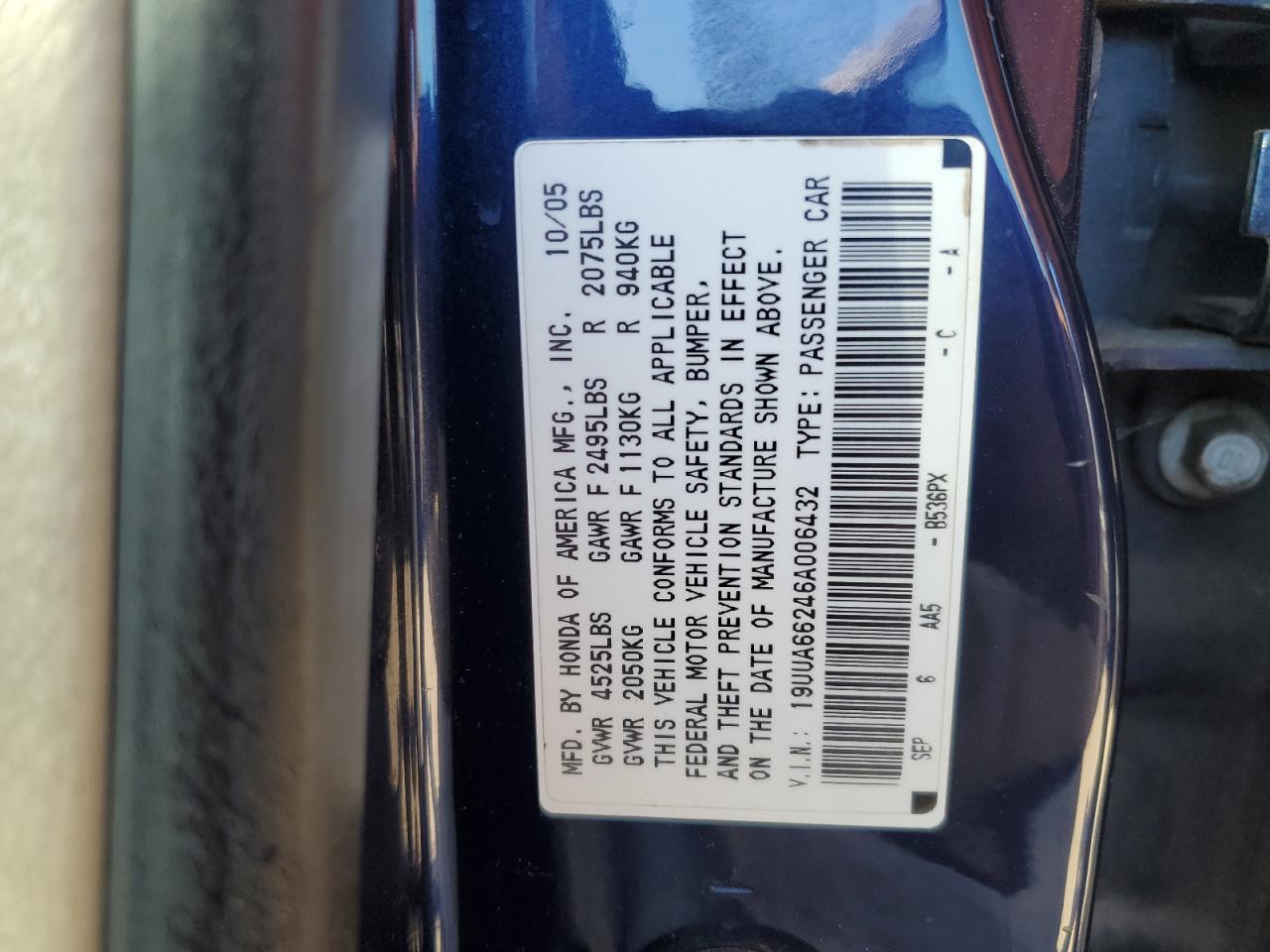 Lot #2945515153 2006 ACURA TL