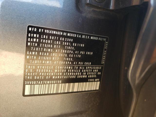 2019 VOLKSWAGEN TIGUAN S - 3VV0B7AX7KM098198