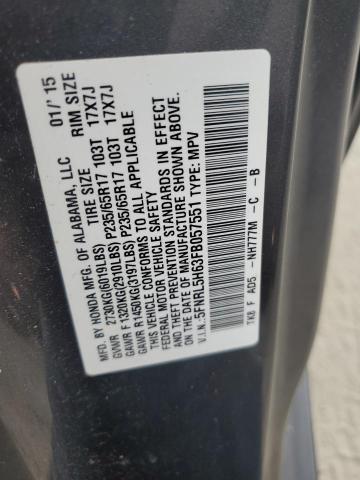 VIN 5FNRL5H63FB057551 2015 Honda Odyssey, Exl no.13