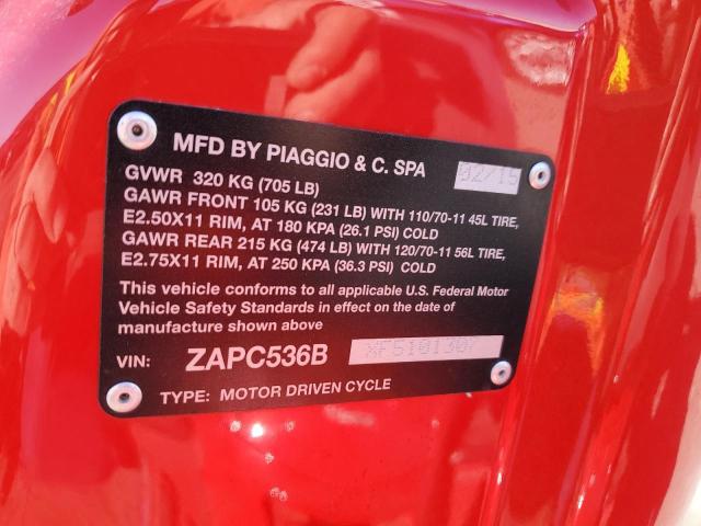 2015 VESPA PRIMAVERA ZAPC536BXF5101307
