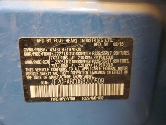 2016 SUBARU CROSSTREK - JF2GPABC0G8200509