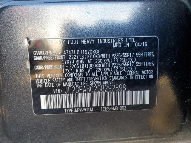2016 SUBARU CROSSTREK - JF2GPABC2G8292898