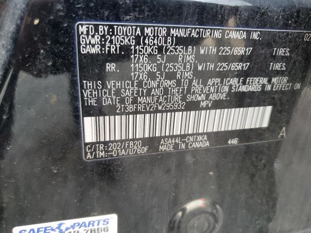 VIN 2T3BFREV2FW295932 2015 Toyota RAV4, LE no.12