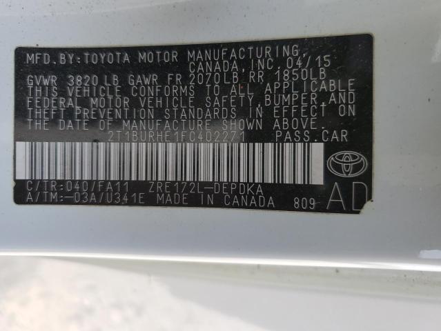 2015 TOYOTA COROLLA L - 2T1BURHE1FC402271