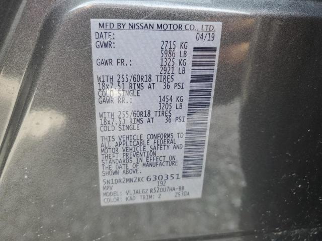 2019 NISSAN PATHFINDER - 5N1DR2MN2KC630351