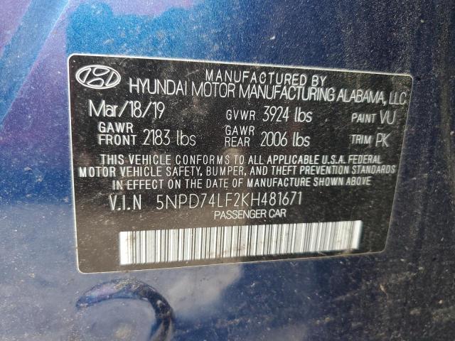 2019 HYUNDAI ELANTRA SE - 5NPD74LF2KH481671
