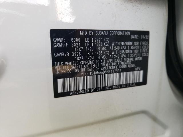 2022 SUBARU ASCENT - 4S4WMAAD9N3417902