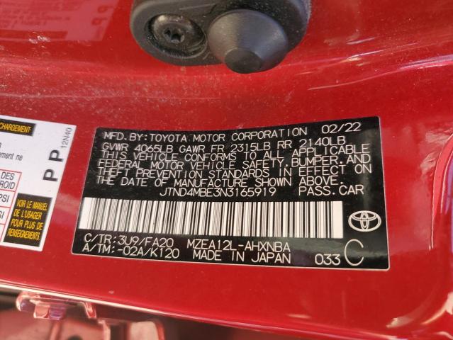 VIN JTND4MBE3N3165919 2022 Toyota Corolla, SE no.12