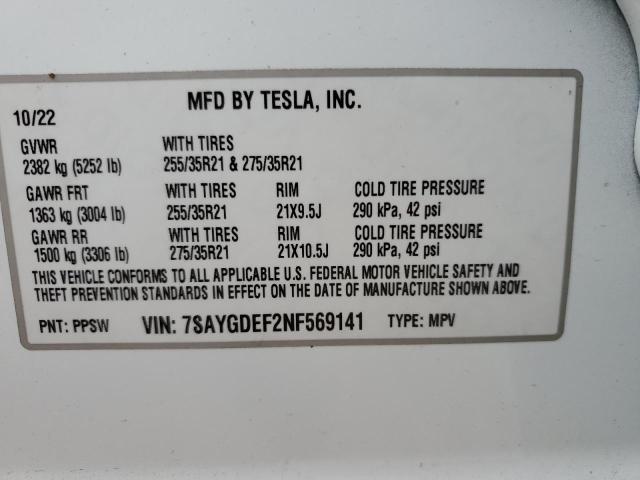 2022 TESLA MODEL Y - 7SAYGDEF2NF569141