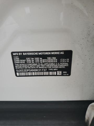 2022 BMW X3 XDRIVE3 - 5UX53DP04N9K31737