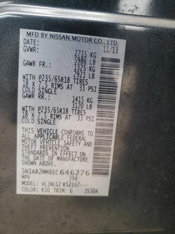 VIN 5N1AR2MM8EC646276 2014 Nissan Pathfinder, S no.13