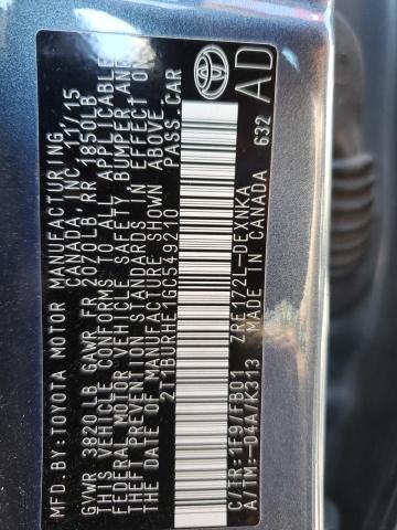 2016 TOYOTA COROLLA L - 2T1BURHE1GC549210