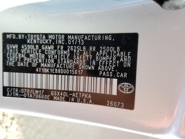 VIN 4T1BK1EB8DU015617 2013 Toyota Avalon, Base no.12