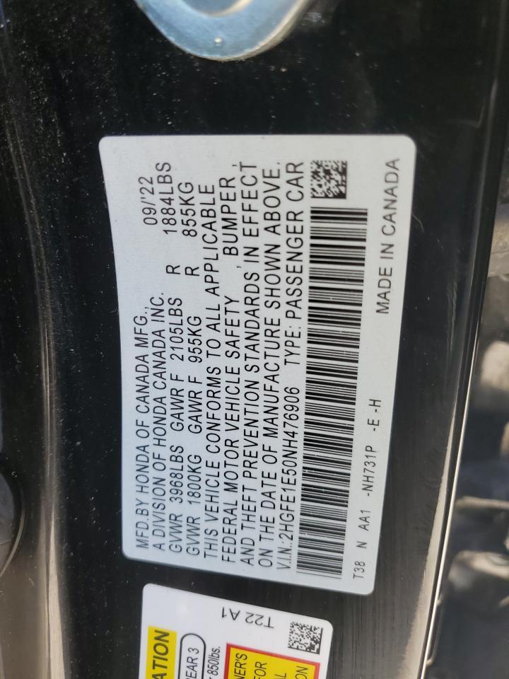 Lot #2909092340 2022 HONDA CIVIC SI