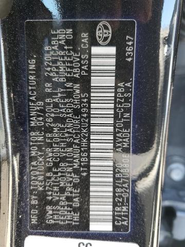 2019 TOYOTA CAMRY XSE - 4T1B61HK2KU249345