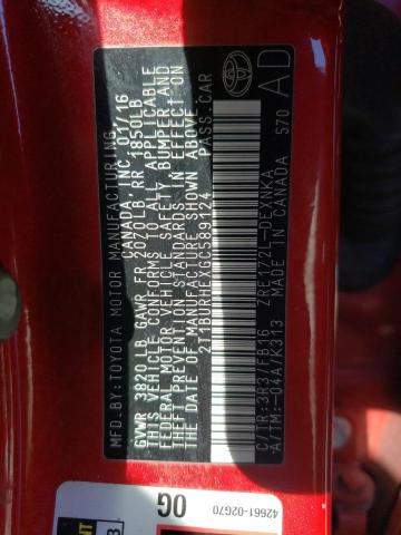 2016 TOYOTA COROLLA L - 2T1BURHEXGC589124