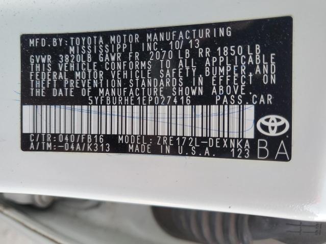 VIN 5YFBURHE1EP027416 2014 Toyota Corolla, L no.12