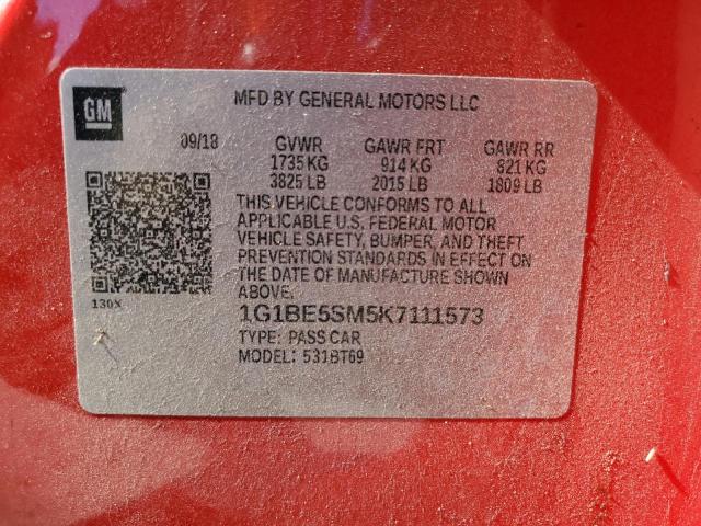 2019 CHEVROLET CRUZE LT - 1G1BE5SM5K7111573