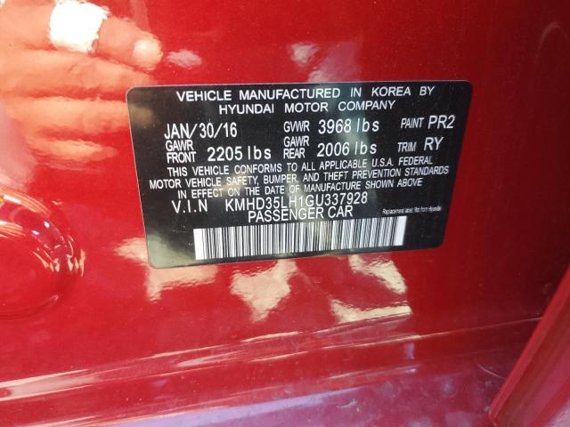 VIN KMHD35LH1GU337928 2016 Hyundai Elantra no.12