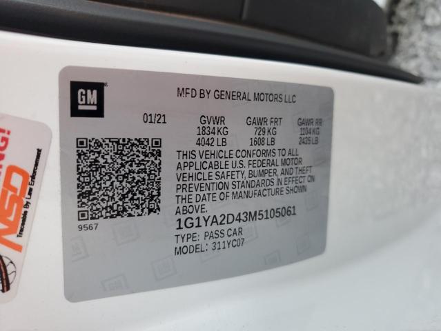 2021 CHEVROLET CORVETTE S - 1G1YA2D43M5105061