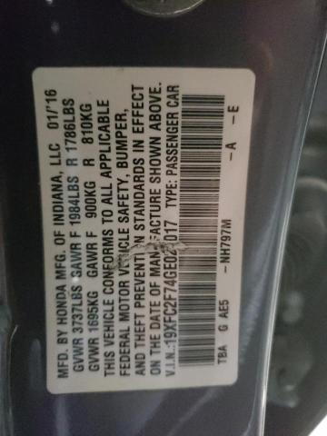2016 HONDA CIVIC EX - 19XFC2F74GE025017