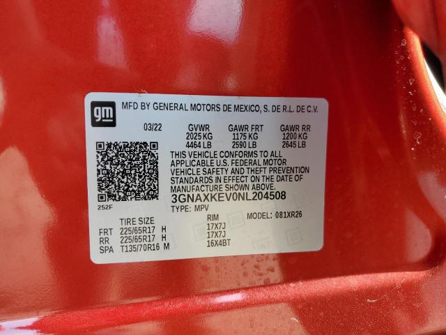 2022 CHEVROLET EQUINOX LT - 3GNAXKEV0NL204508