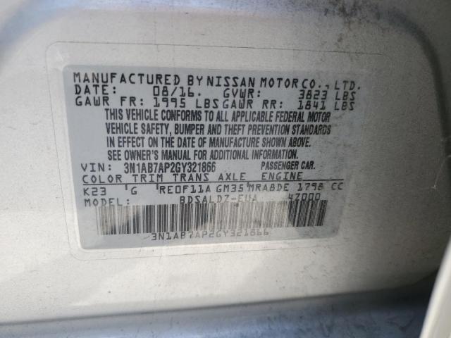 VIN 3N1AB7AP2GY321866 2016 Nissan Sentra, S no.12