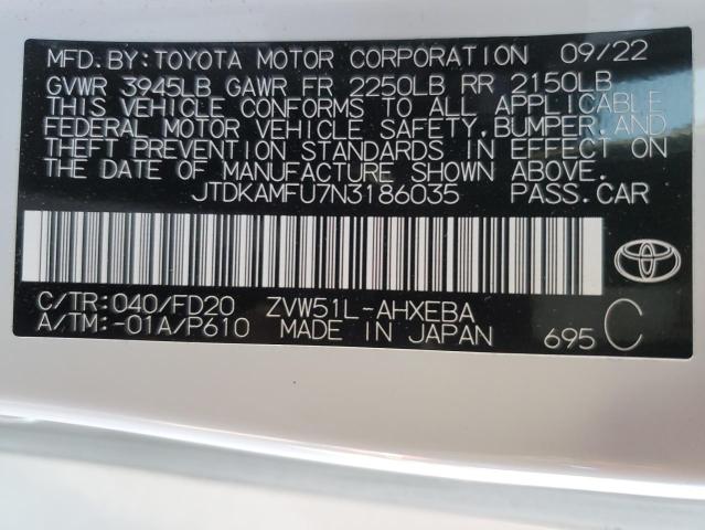 2022 TOYOTA PRIUS NIGH - JTDKAMFU7N3186035