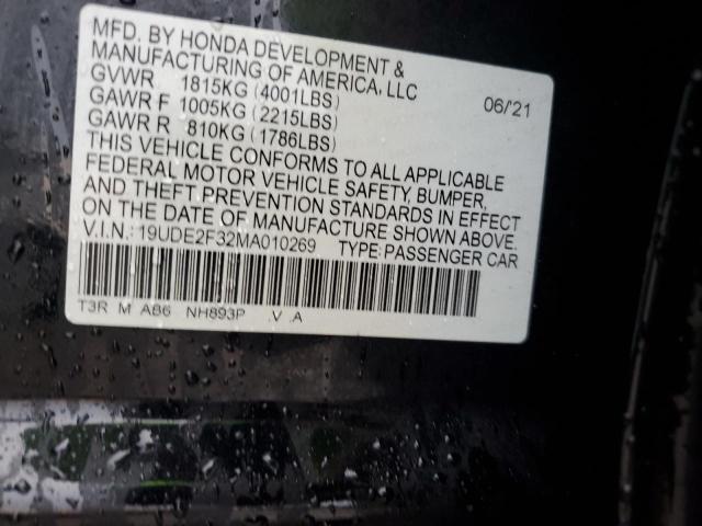 VIN 19UDE2F32MA010269 2021 Acura ILX no.12