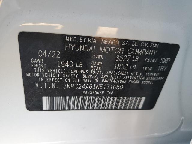 VIN 3KPC24A61NE171050 2022 HYUNDAI ACCENT no.12