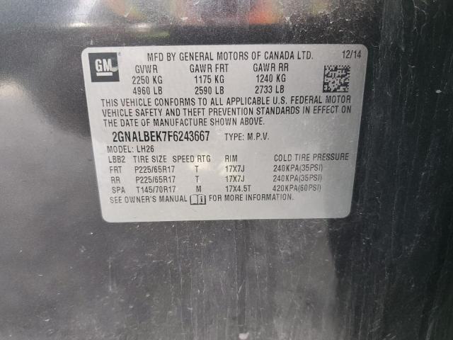2015 CHEVROLET EQUINOX LT - 2GNALBEK7F6243667
