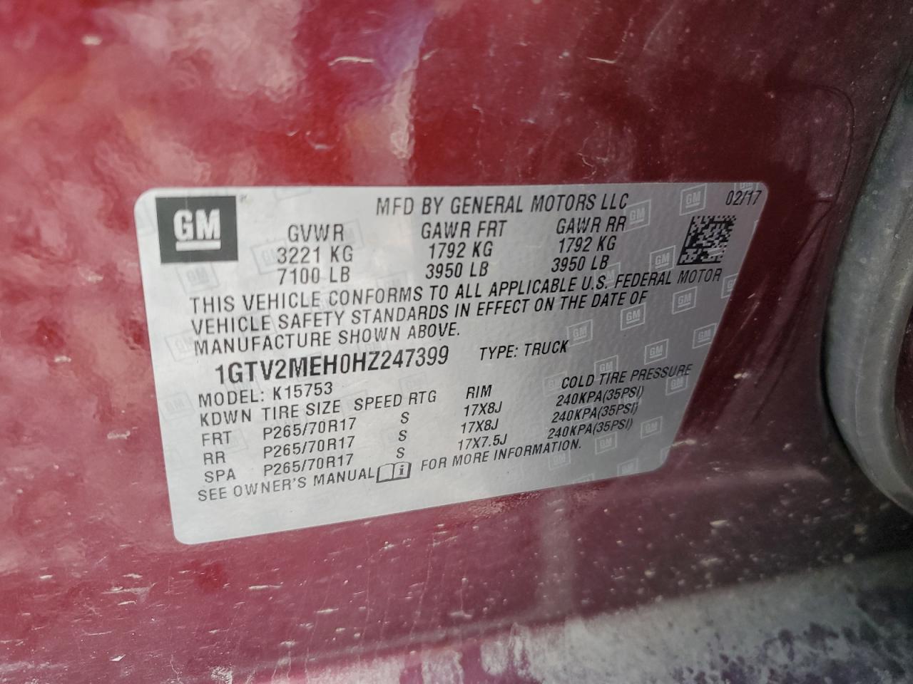 Lot #2996728925 2017 GMC SIERRA K15