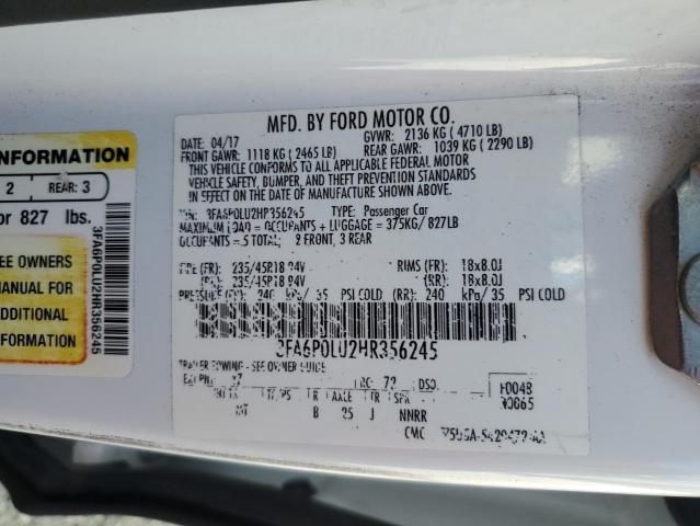 VIN 3FA6P0LU2HR356245 2017 Ford Fusion, Se Hybrid no.12