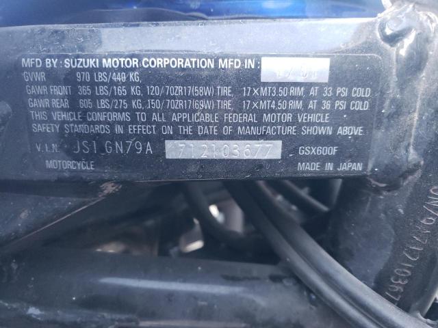 2001 SUZUKI GSX600 F JS1GN79A712103677