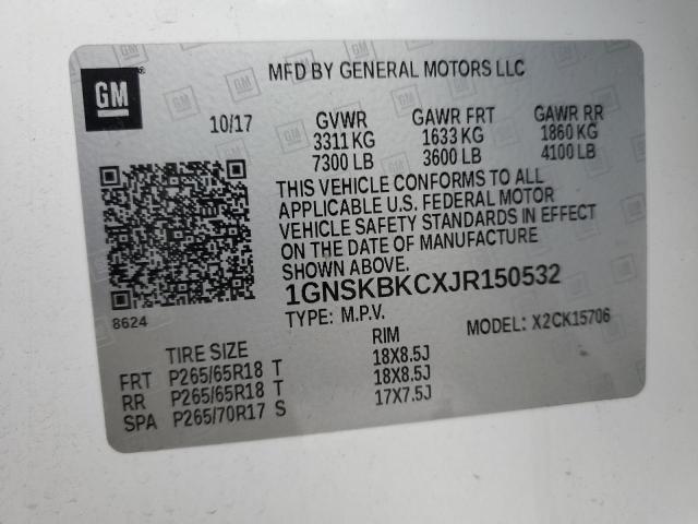 2018 CHEVROLET TAHOE K150 - 1GNSKBKCXJR150532