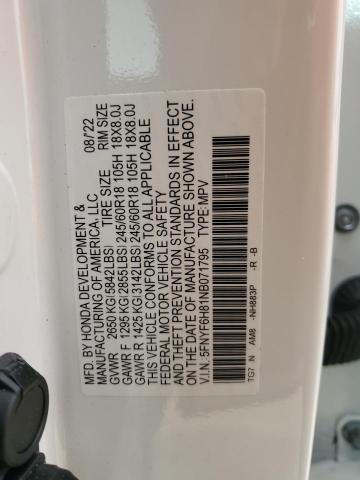 2022 HONDA PILOT TRAI 5FNYF6H81NB071795