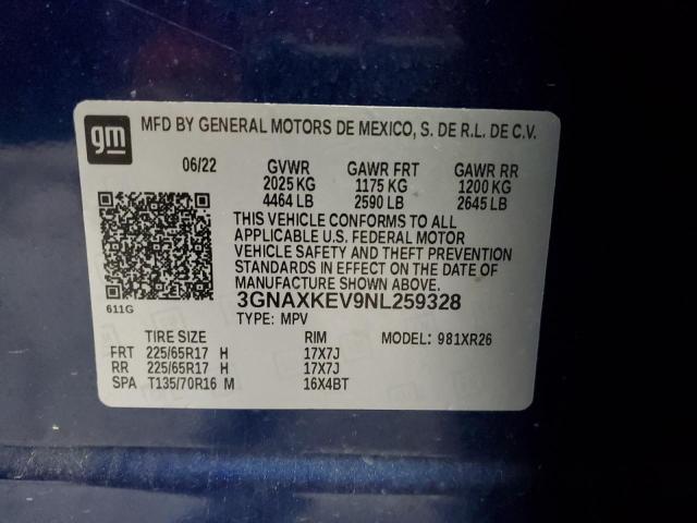 VIN 3GNAXKEV9NL259328 2022 Chevrolet Equinox, LT no.14