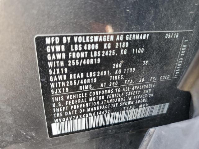 2016 VOLKSWAGEN TIGUAN S WVGAV7AXXGW614437