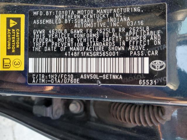 VIN 4T4BF1FK5GR565001 2016 TOYOTA CAMRY no.12