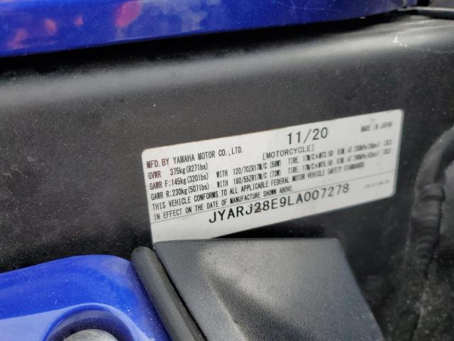 2020 YAMAHA YZFR6 JYARJ28E9LA007278