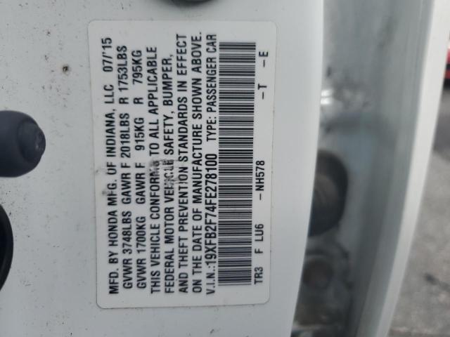 2015 HONDA CIVIC SE 19XFB2F74FE278100