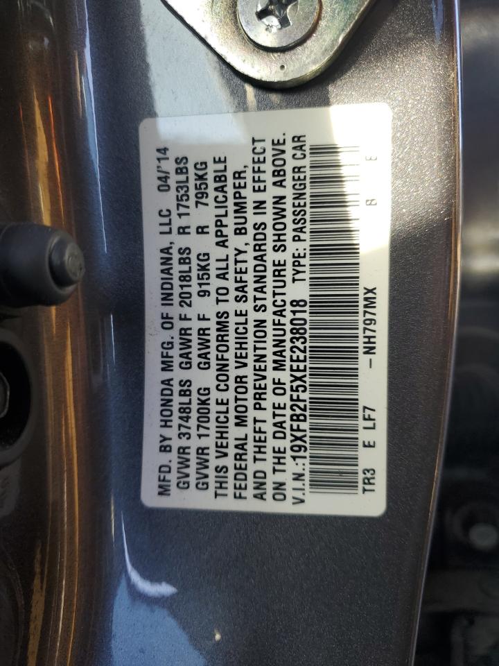 Lot #2988794658 2014 HONDA CIVIC LX