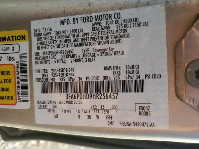 VIN 3FA6P0HD9HR256457 2017 Ford Fusion, SE no.12