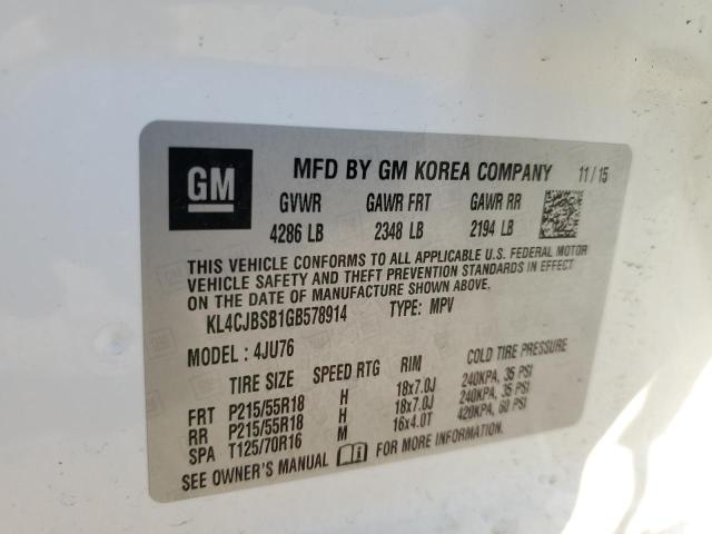 VIN KL4CJBSB1GB578914 2016 Buick Encore, Convenience no.13