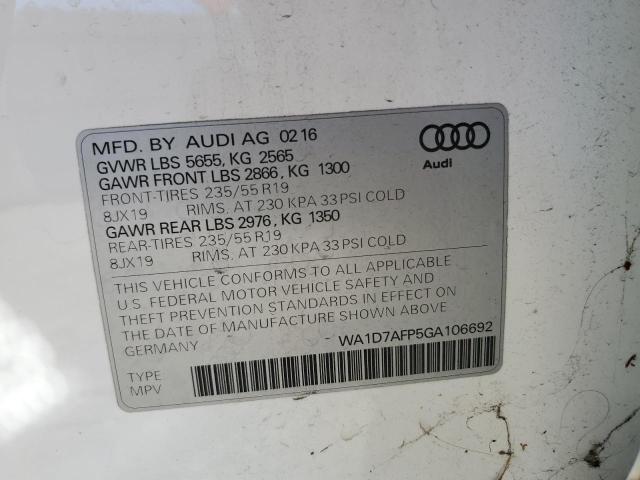 VIN WA1D7AFP5GA106692 2016 Audi Q5, Premium Plus S-... no.13