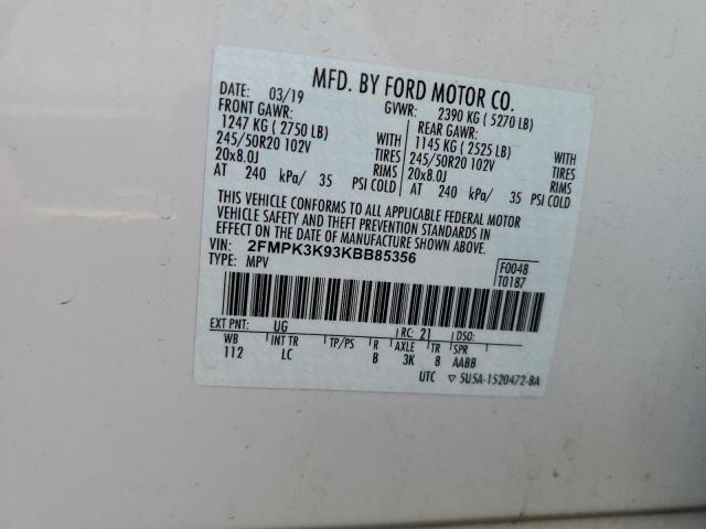 2019 FORD EDGE TITAN - 2FMPK3K93KBB85356